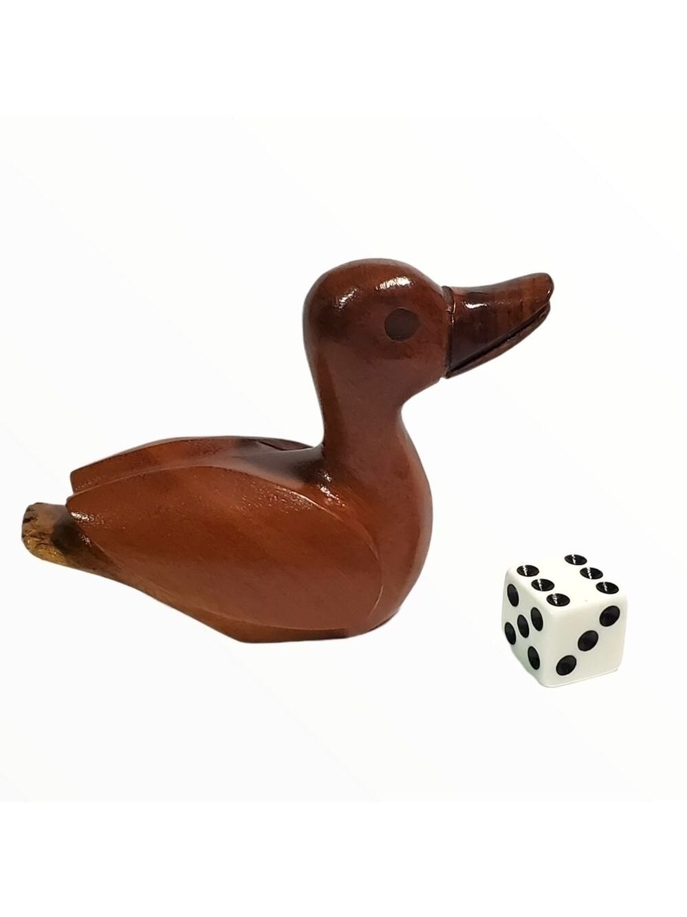 Hand carved solid dark wood duckling small 3"